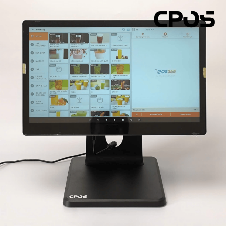 Máy POS Cảm Ứng CPOS A10 Pro Android – RAM 4GB – Màn Hình FHD 15.6″ – Chân Nhôm Cao Cấp